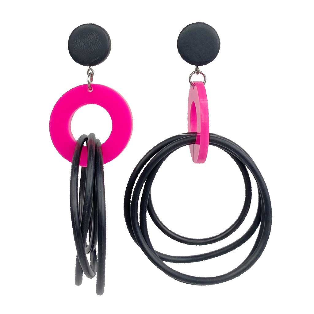 OH So Fabulous, recycled rubber designer earrings -old colours