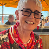 long geometric bead necklace