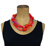 bold designer long  rubber bead necklace