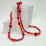 contemporary designer long  rubber bead necklace