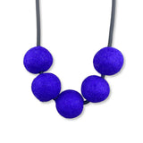 Short chunky felt bead necklace in purple by Frank Ideas