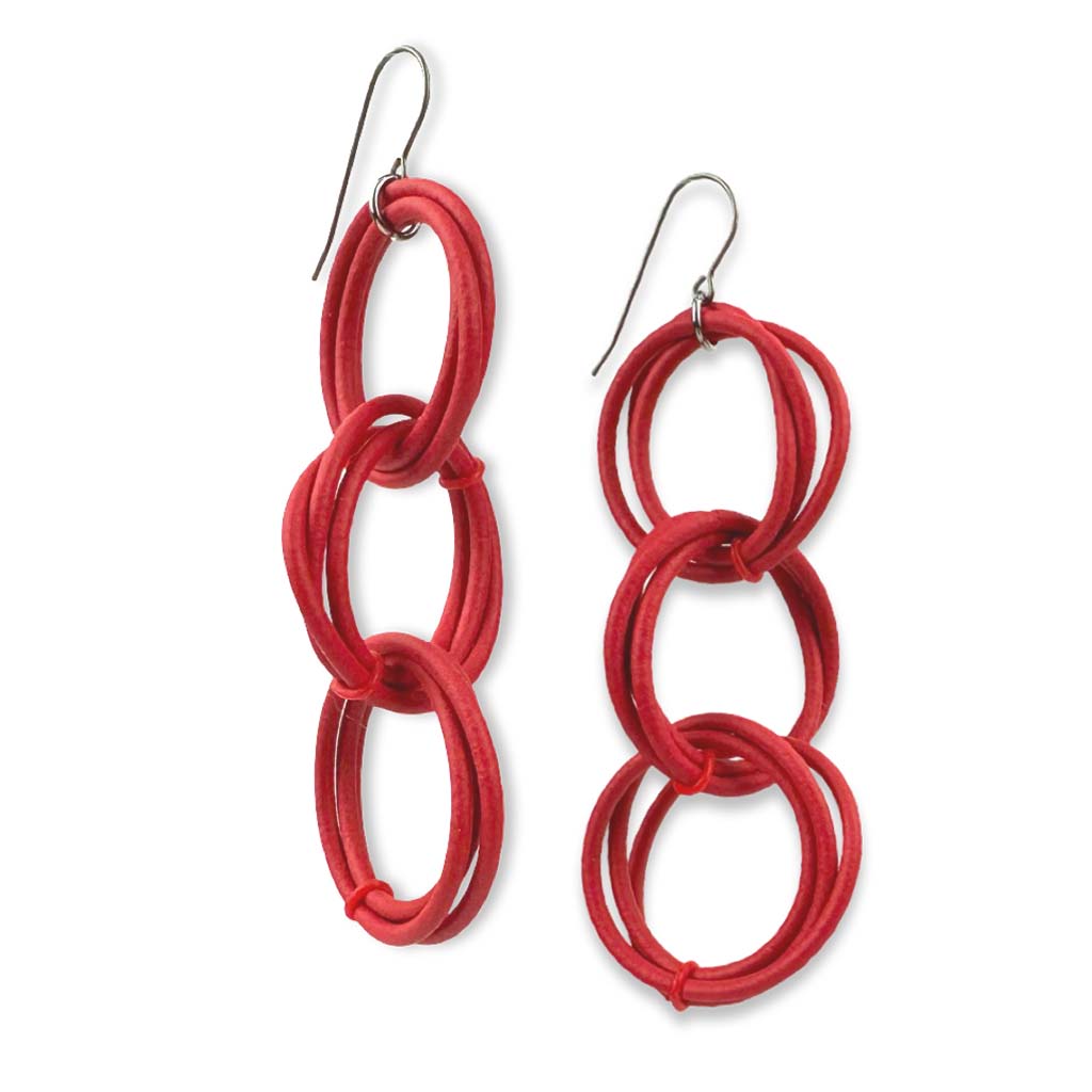 3 x 3 rubber chain earrings