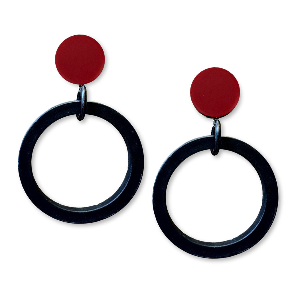 Square Rubber O Earrings