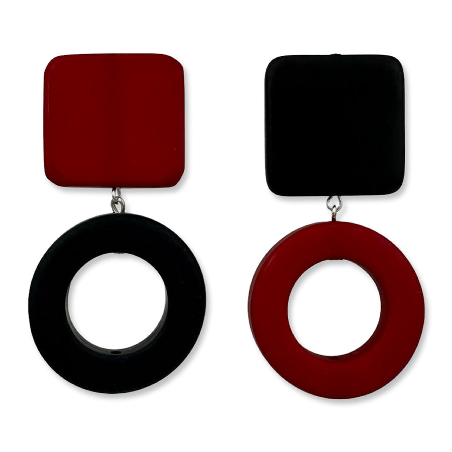 square + ring earrings