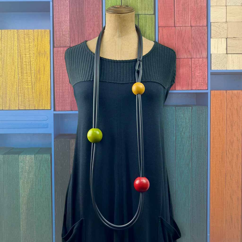 123 Wooden Bead and Rubber Necklace