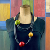123 Wooden Bead and Rubber Necklace