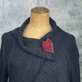 One Of A Kind Loopy Rubber Heart Brooch