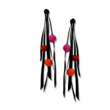 Rainfall, felt and black rubber earrings