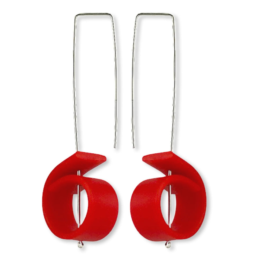 Hook Earrings with bright red detail