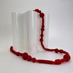 red long  rubber geometric bead necklace