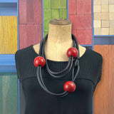 123 Wooden Bead and Rubber Necklace