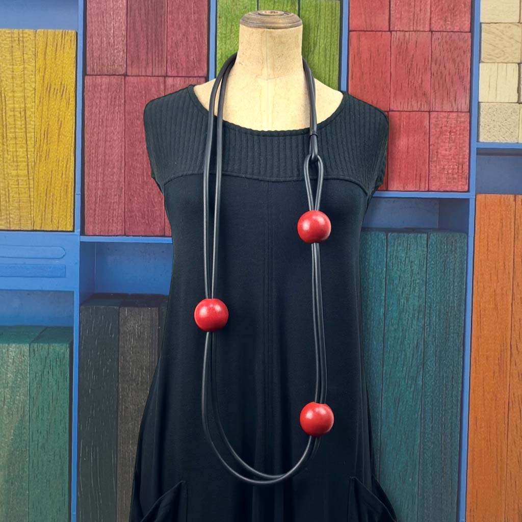 123 Wooden Bead and Rubber Necklace