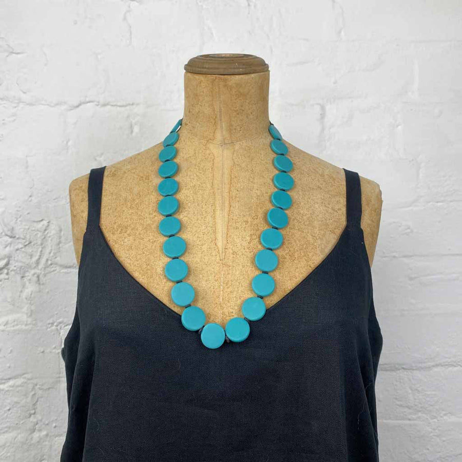 Resin bead necklace- teal