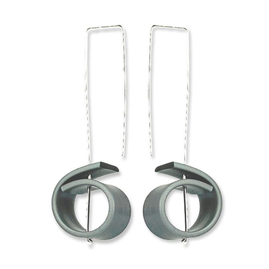 Hook earrings with grey circular detail