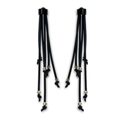 Starburst Earrings - Long Rubber Earrings with faceted cube beads.