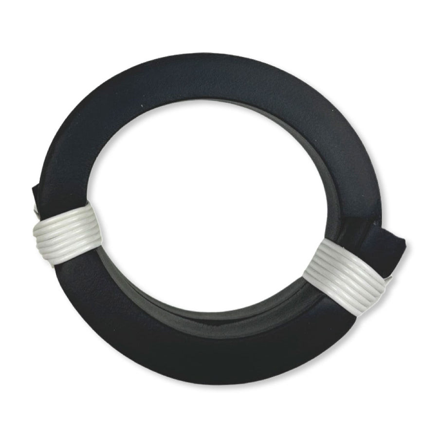 black rubber bangle on a white background
