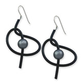 Black and steel rubber knot earrings by Frank Ideas