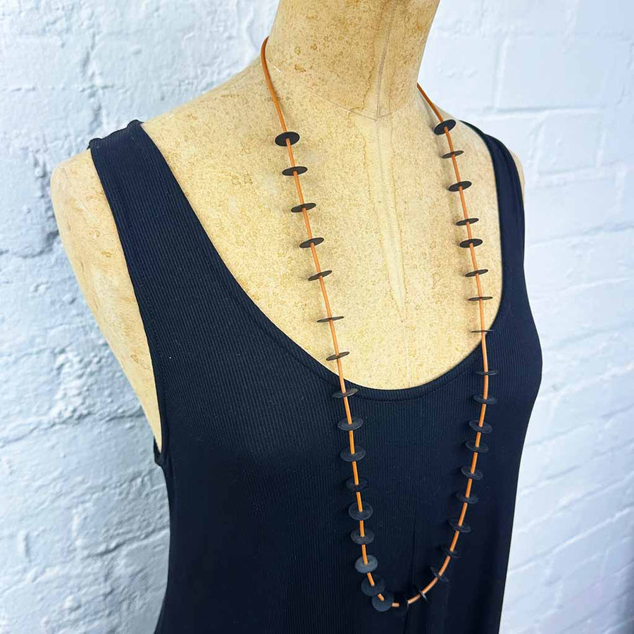 recycled African vulcanite vinyl bead necklaces