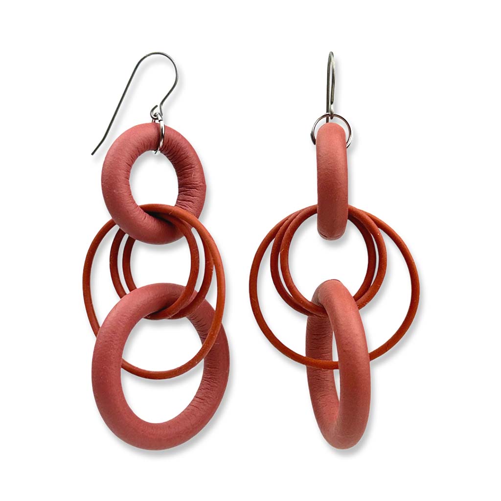 rubber O-ring and chain earrings