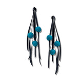 Rainfall, felt and black rubber earrings