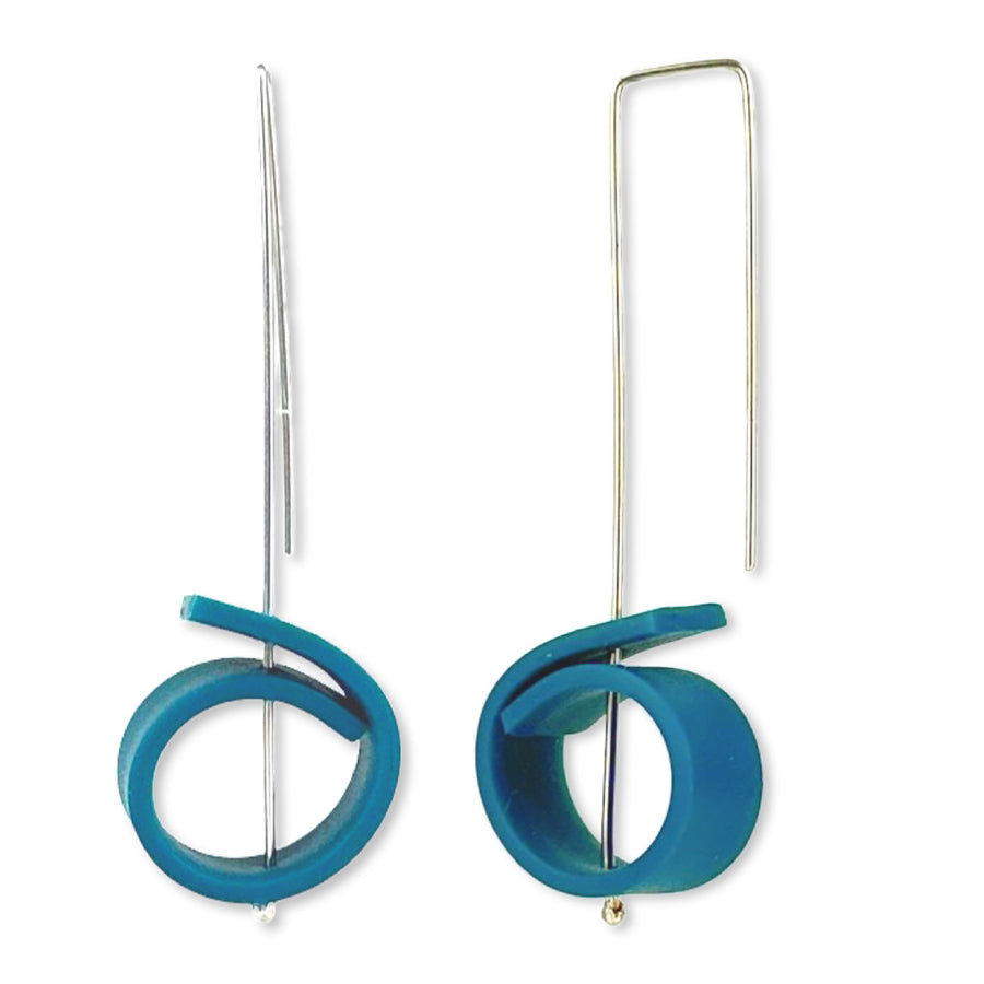 Hook earrings with turquoise circular detail