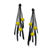 Rainfall, felt and black rubber earrings