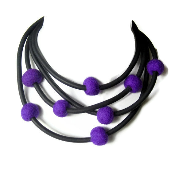 rubber and felt necklace