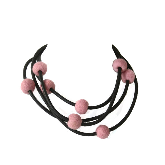 rubber and felt necklace
