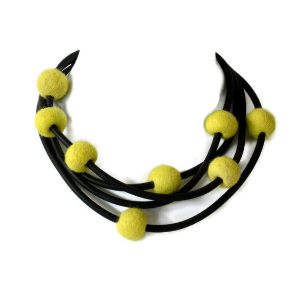 rubber and felt necklace