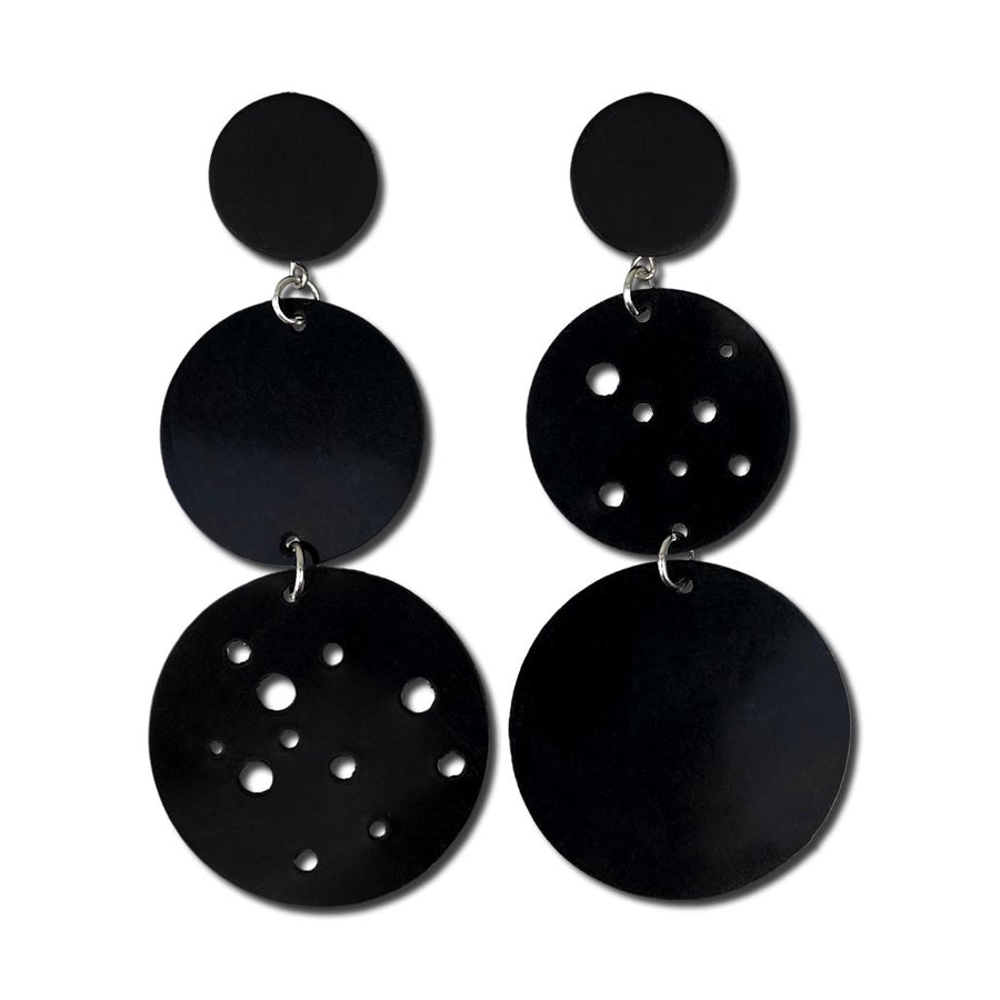edgy black rubber earrings with holes