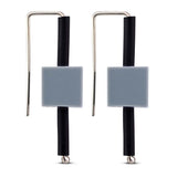 Grey rubber cube sterling silver earrings.