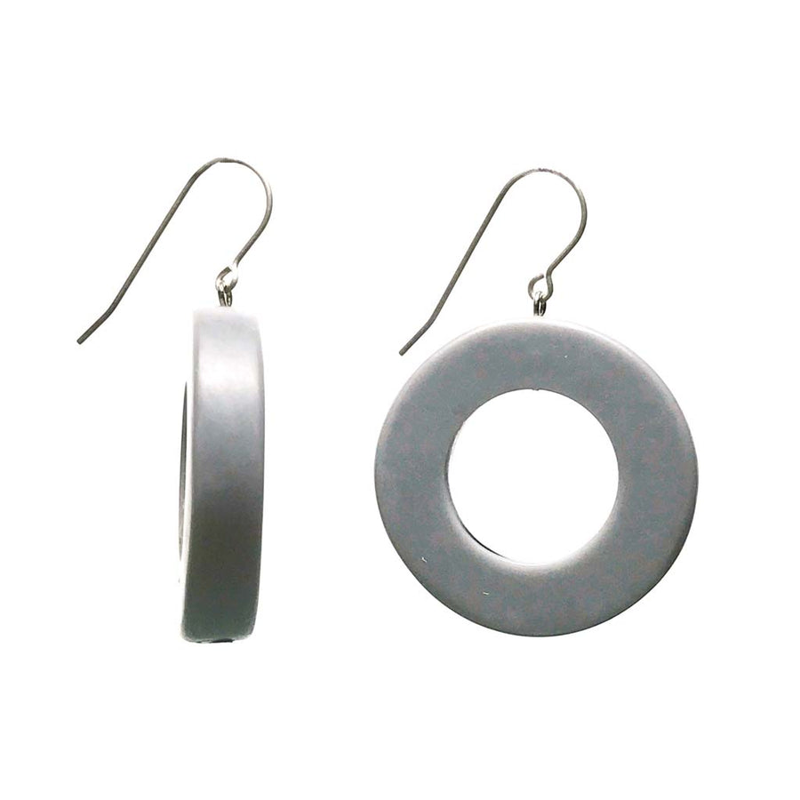 gray ring earrings with titanium hooks