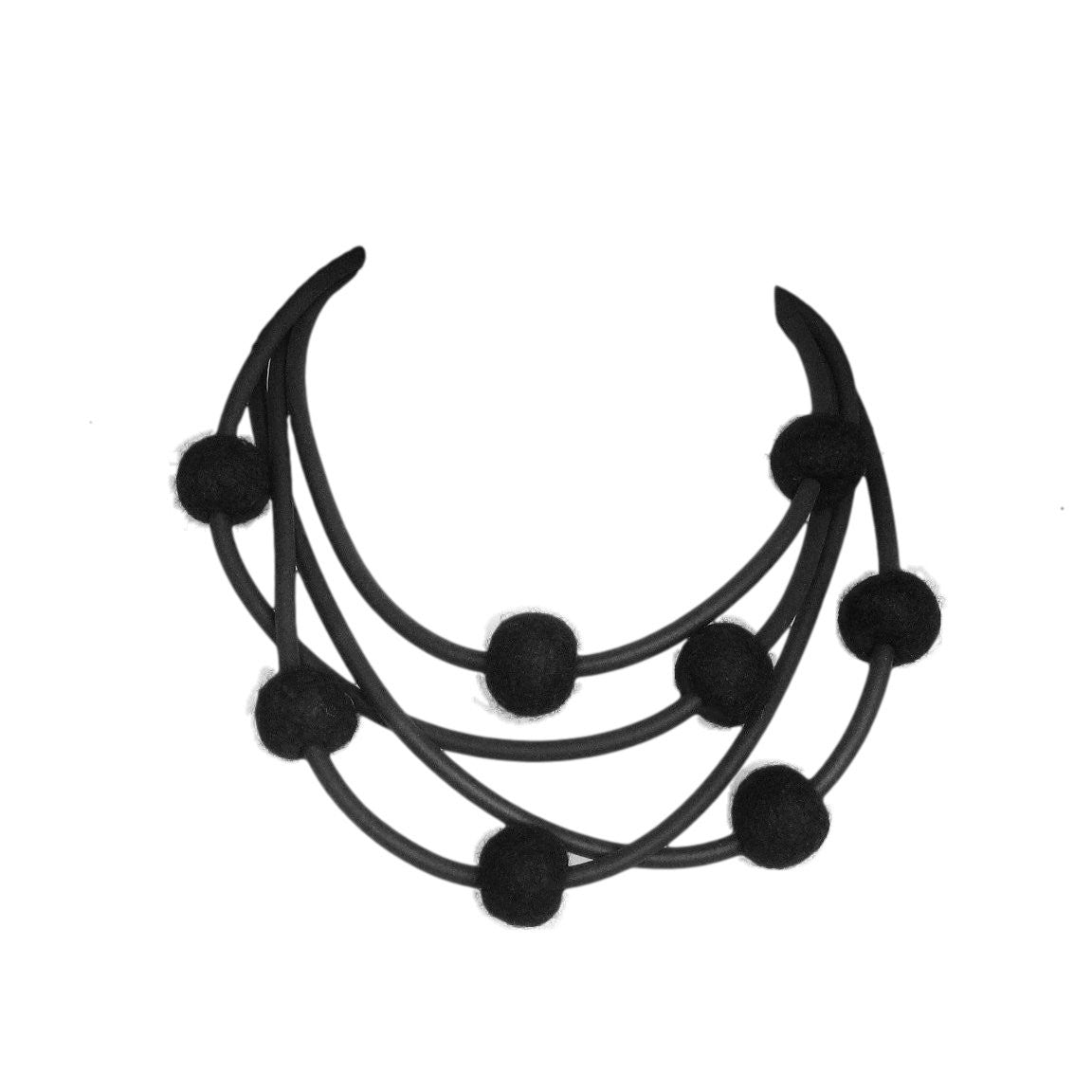 rubber and felt necklace