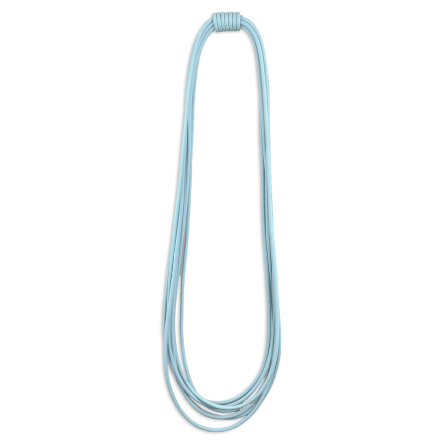 light weight soft blue long rubber necklace by Frank Ideas