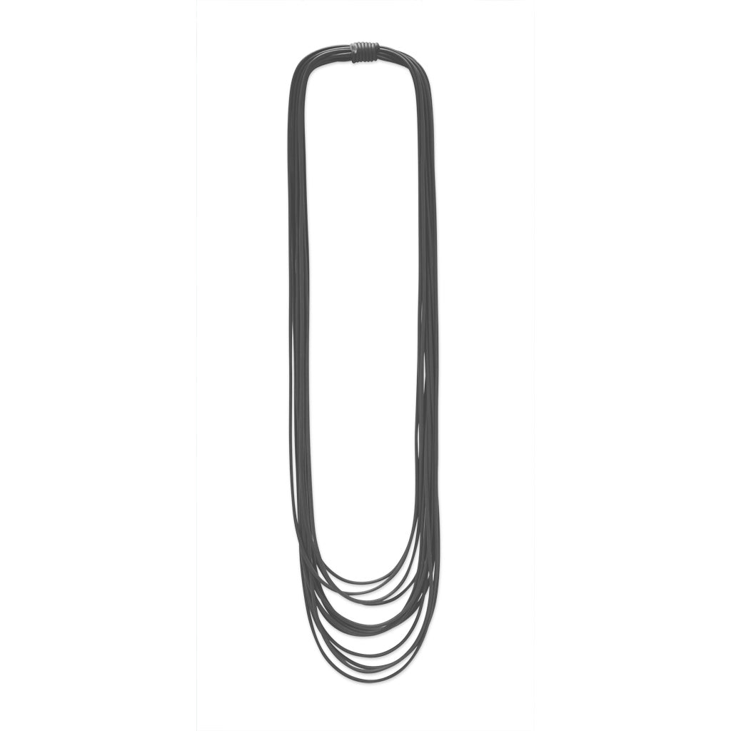 black long necklace on a white background