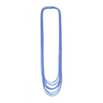 blue long necklace on a white background