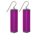 purple tower earrings  on a white background