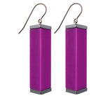 purple tower earrings  on a white background