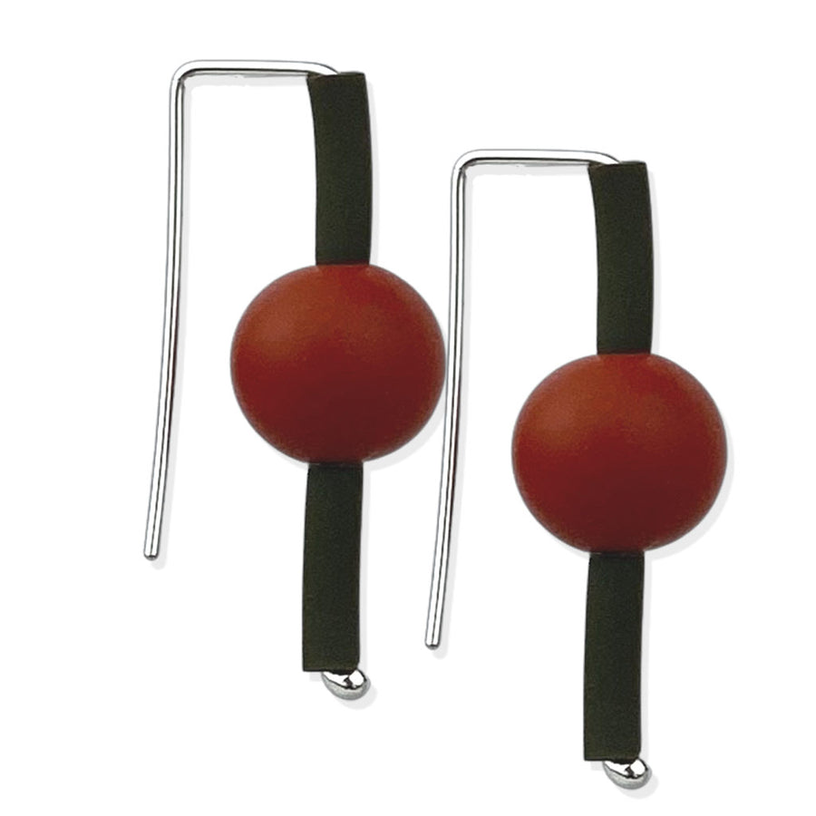 modern rubber earrings brick/olive
