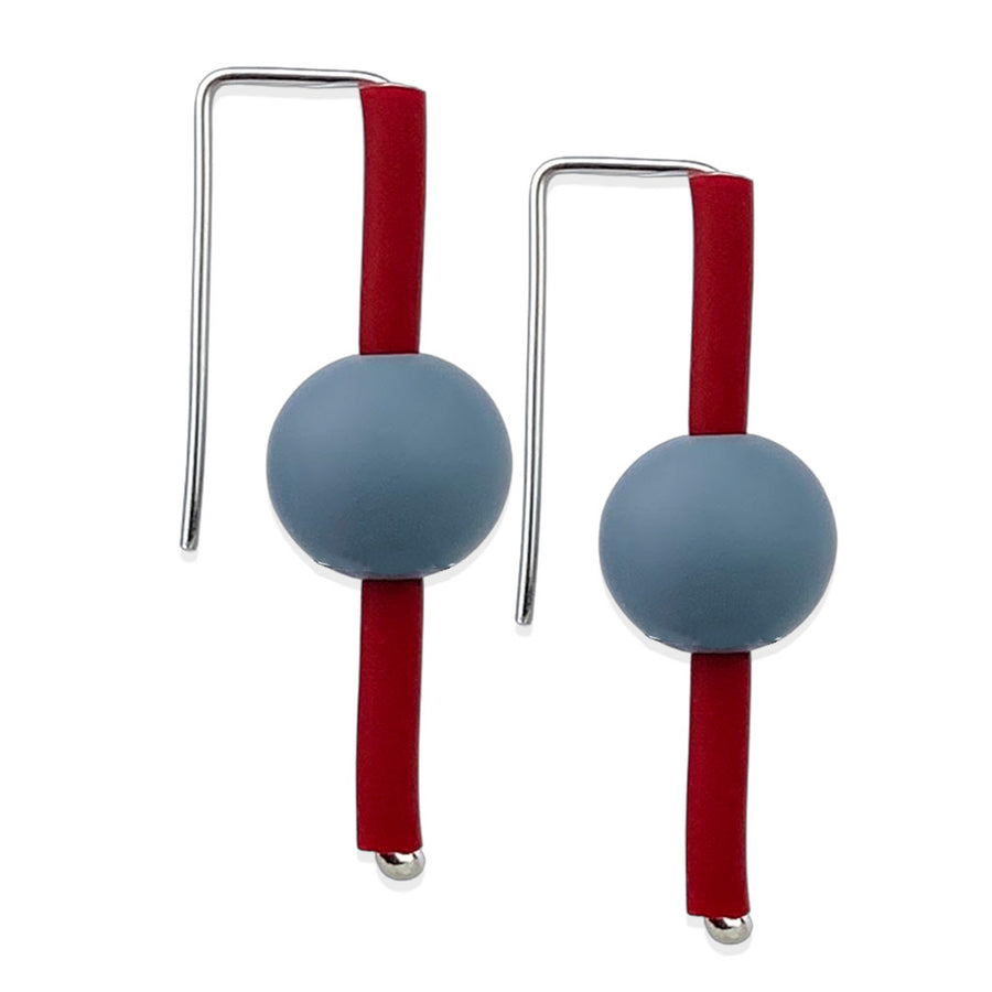 modern rubber earrings grey/red