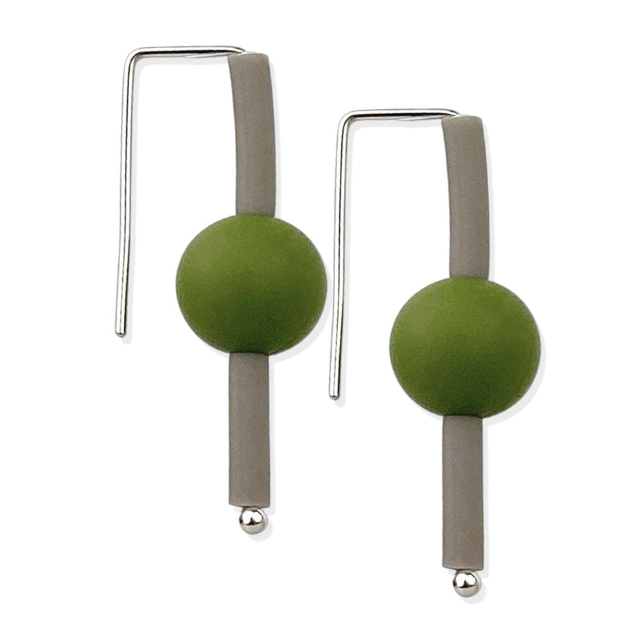 modern rubber earrings olive/greige