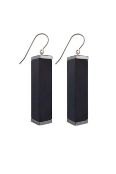 black tower earrings  on a white background