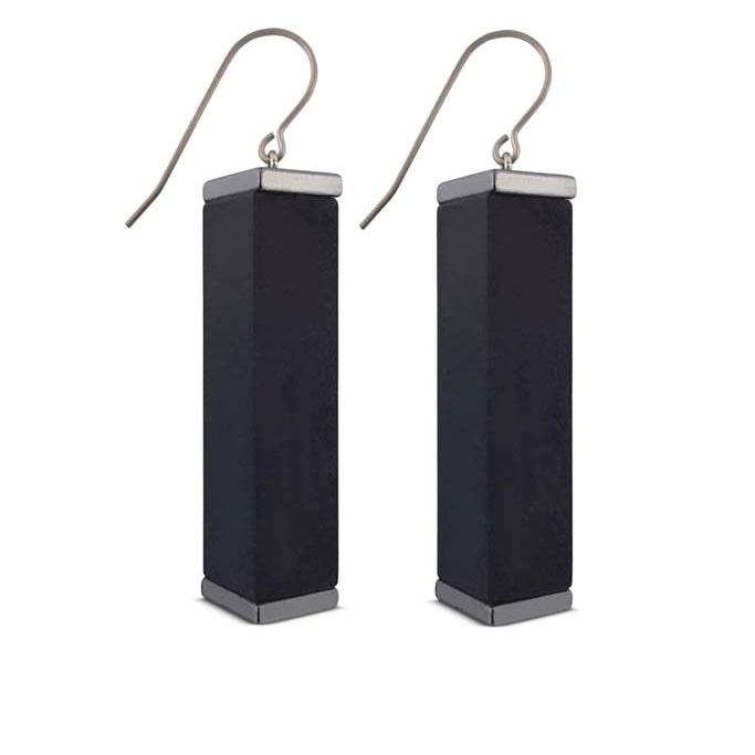 black tower earrings  on a white background