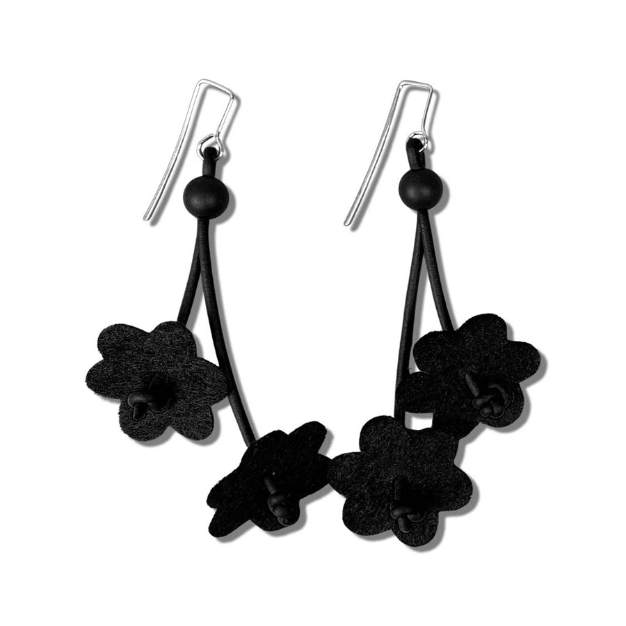 black felt recycled earrings