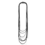 black layered rubber necklace on a white background
