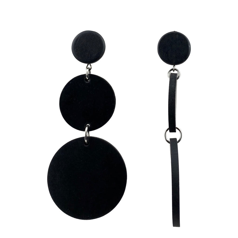 black, recycled rubber earrings