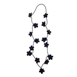 red and black recycled flower necklace