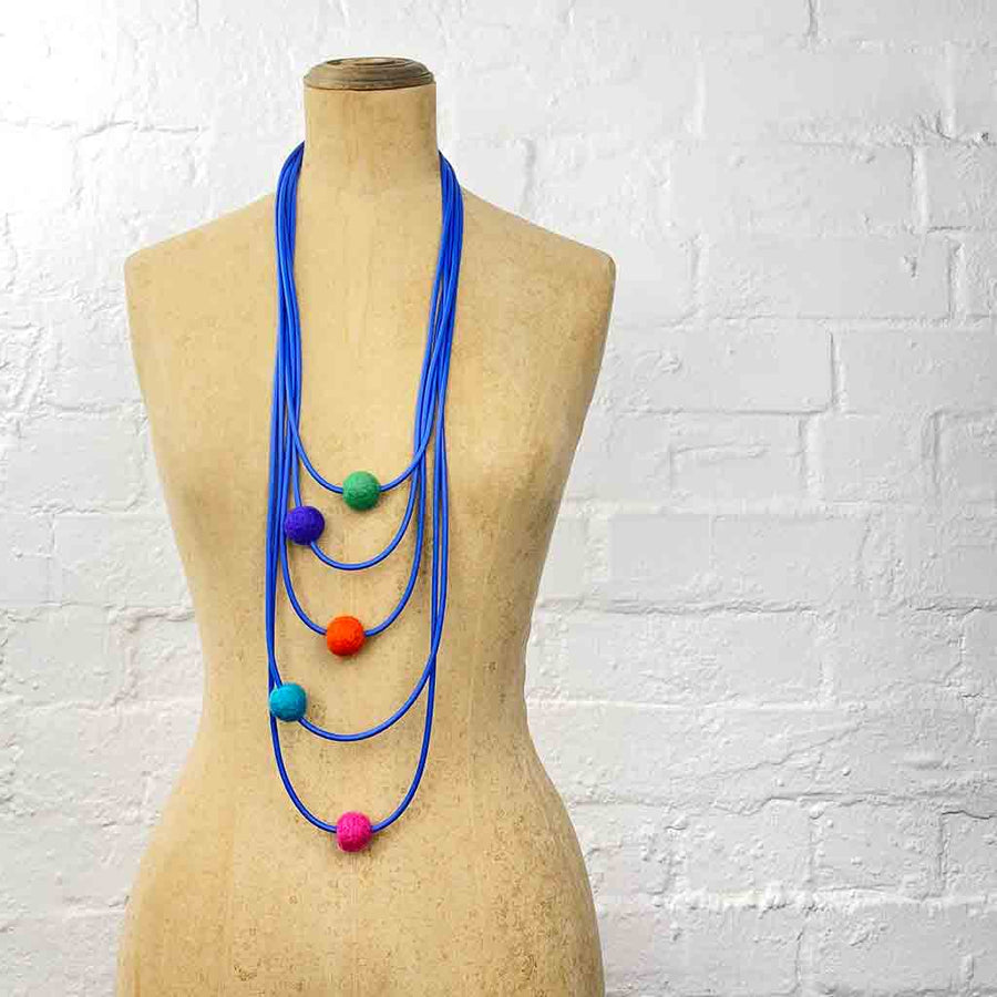 felt and rubber necklace 5 strands