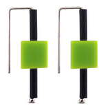 green rubber cube sterling silver earrings.