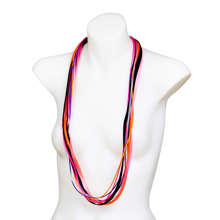 multi strand necklace hot pink and orange